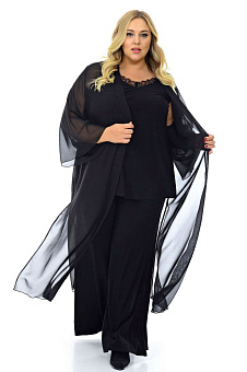 Кардиган длинный, шифон черный *