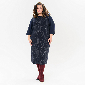 Платье миди, джерси-ангора, темно-синее