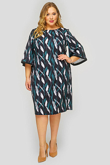 Платье базовое с широкими рукавами, принт