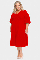 Платье с драпировкой и пышной юбкой, красное