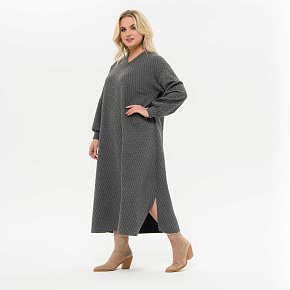 Платье - джемпер из фактурного трикотажа, цвет серый