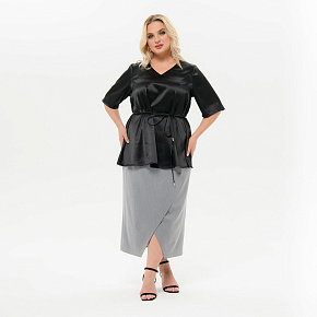 Юбка прямая, с запАхом, из костюмной ткани, цвет платиново-серый *