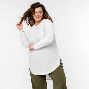 Туника удлиненная, белая из хлопка с эластаном