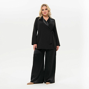 Брюки "палаццо" из атласа с эластаном, цвет черный *