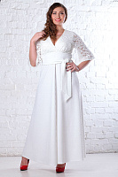 Платье длинное с кружевным лифом, белое