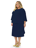 Платье - костюм из крепа с эластаном, темно-синее