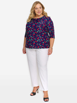 Блуза базовая, принт "вишенки" *