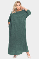 Платье длинное из зеленого меланжа 