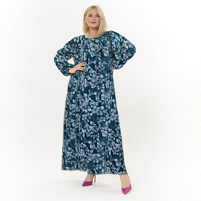 Платье вечернее из шифона, изумрудное, принт цветочный