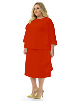 Платье - костюм из крепа с эластаном, красное